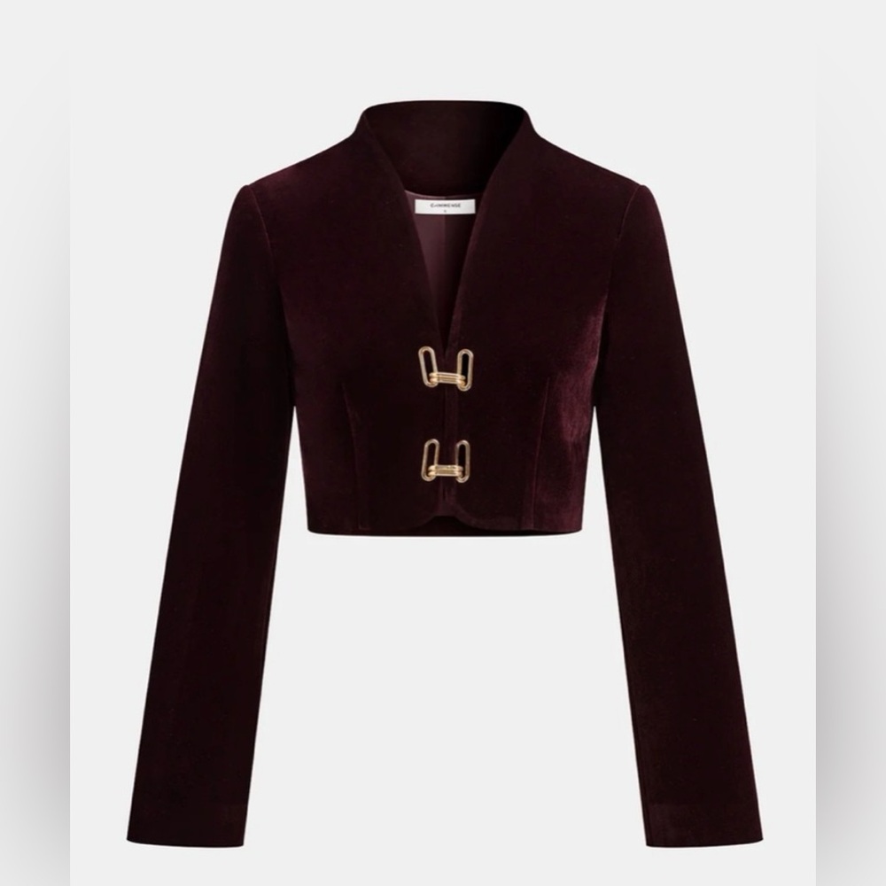 Commense Metal Buckle
Corduroy Stand Collar Jacket and skirt set